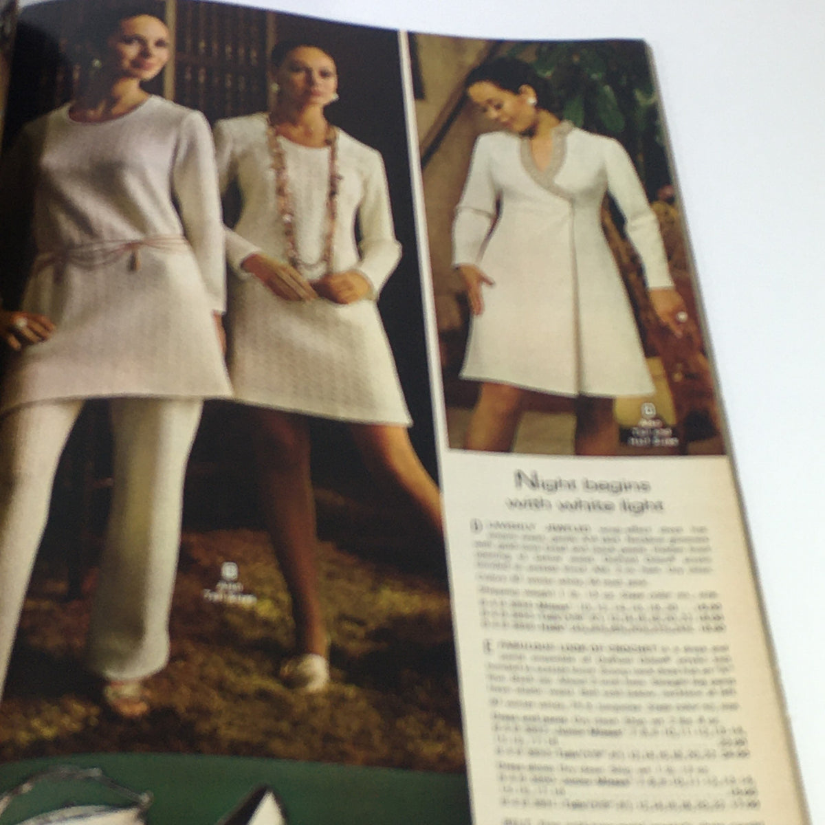 Montgomery Ward Price Guide Catalog Fall-Winter 1970 showing models in white nightgowns and dresses, highlighting vintage fashion of the era.