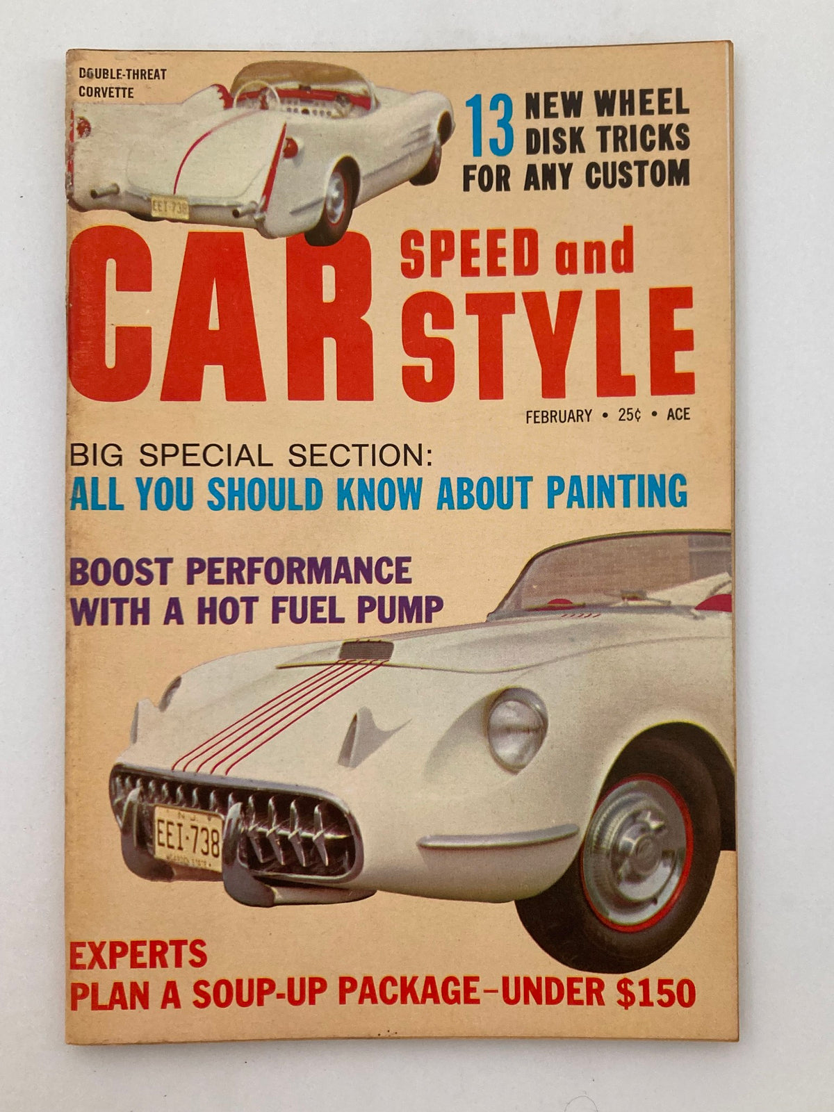 VTG Car Speed & Style Magazine February 1961 Cover featuring a classic corvette, showcasing automotive performance and style, Volume 7 Issue #2.