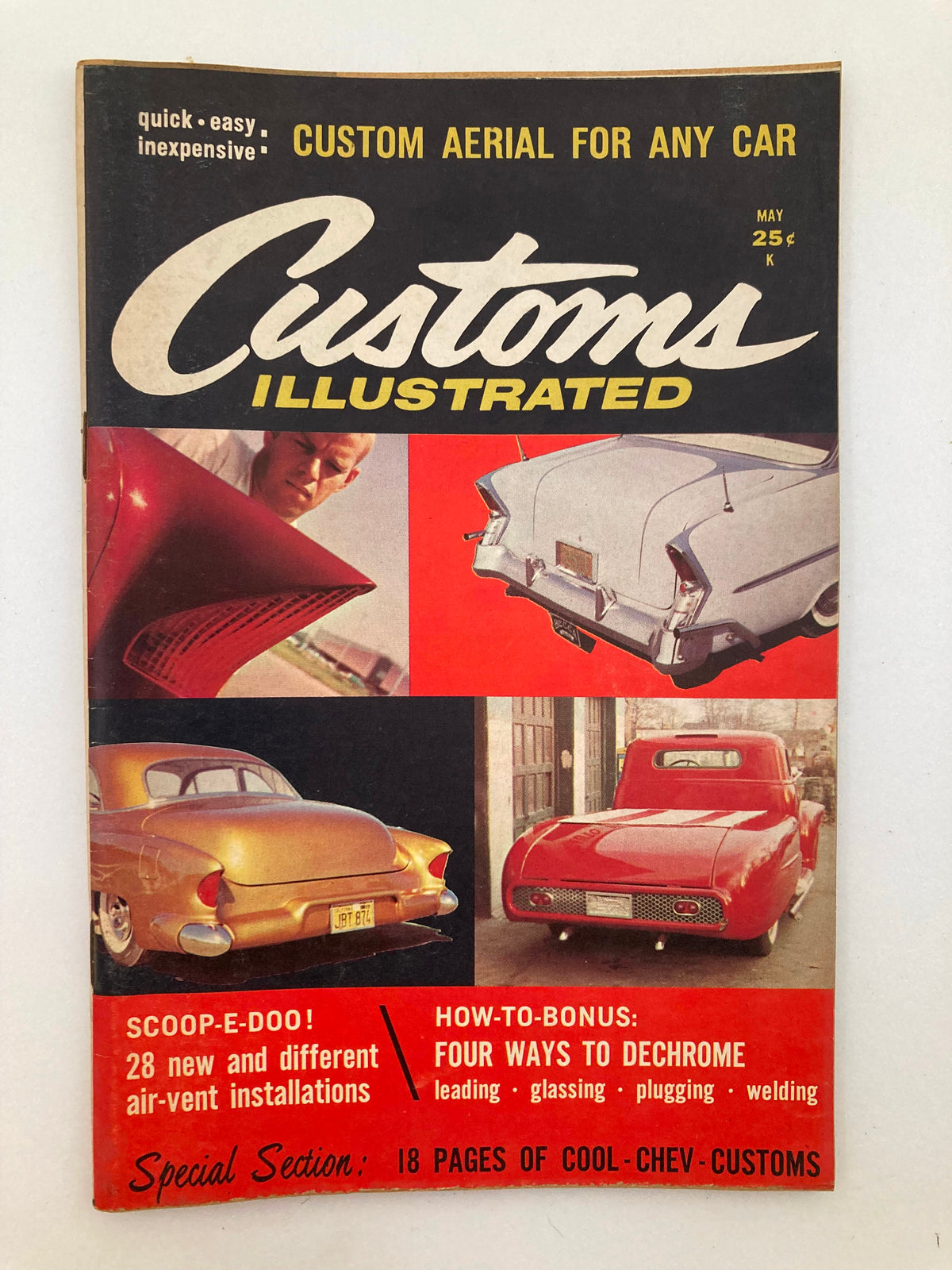 VTG Customs Illustrated Magazine May 1960 cover featuring Cool-Chev-Customs theme, displaying classic cars and automotive culture of the 1960s.