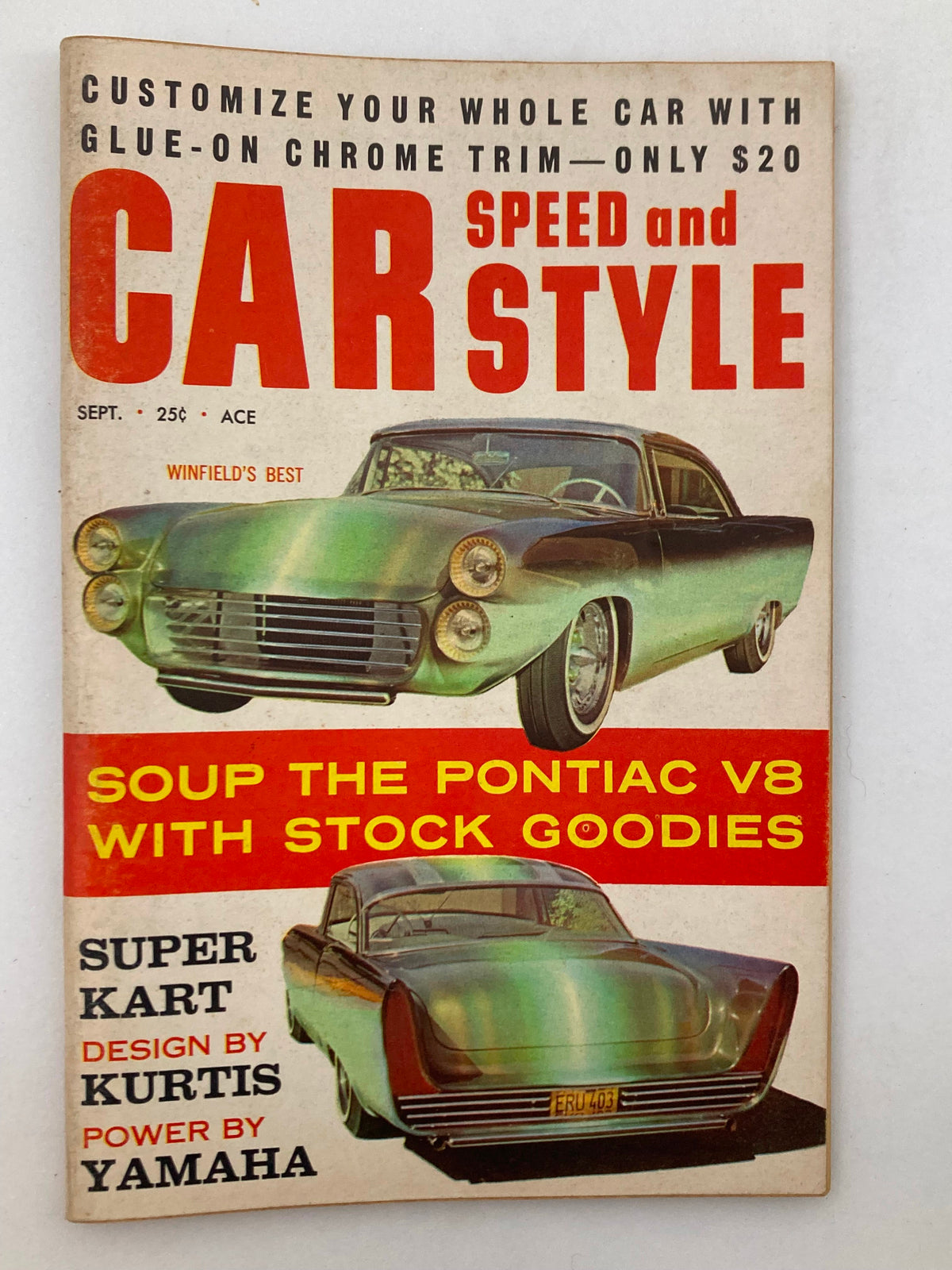 VTG Car Speed & Style Magazine September 1960 featuring an iconic cover showcasing the Pontiac V8, designed for car enthusiasts and collectors.