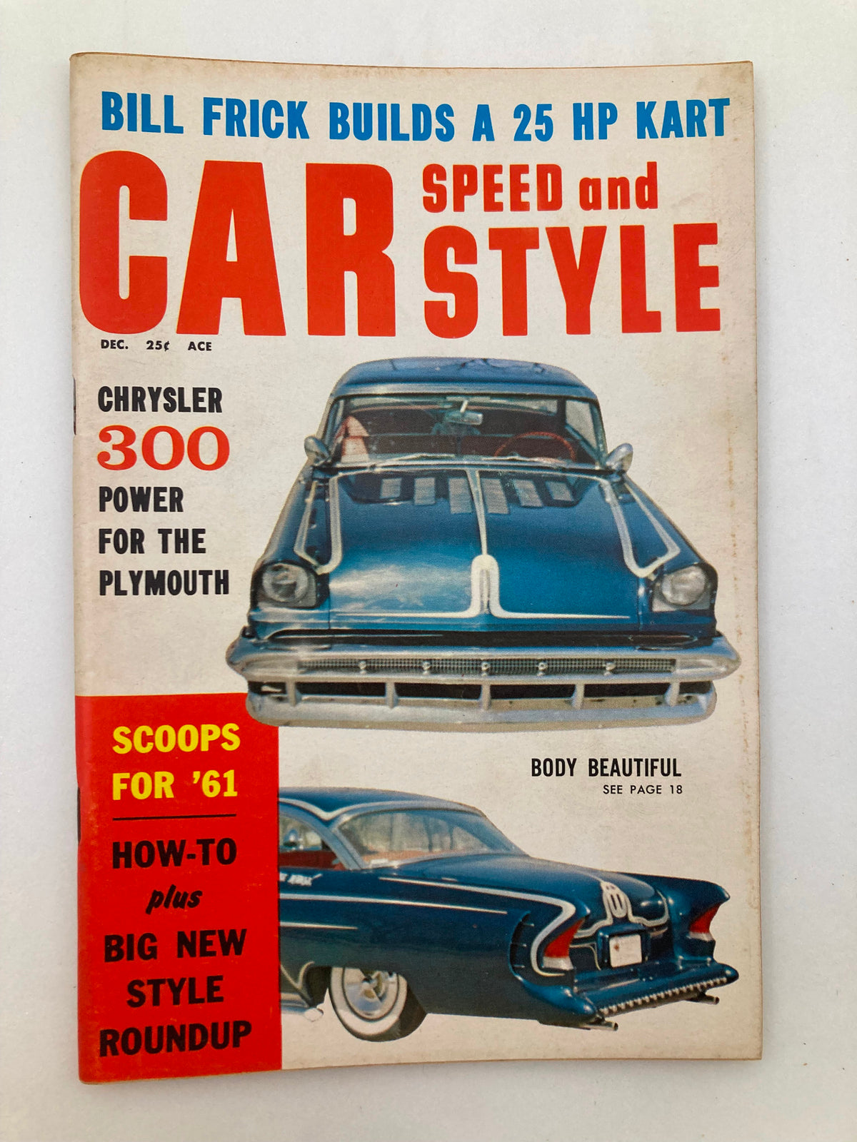VTG Car Speed & Style Magazine December 1960, Volume 6 Issue 6 featuring automotive design, cover includes classic cars and vibrant text.
