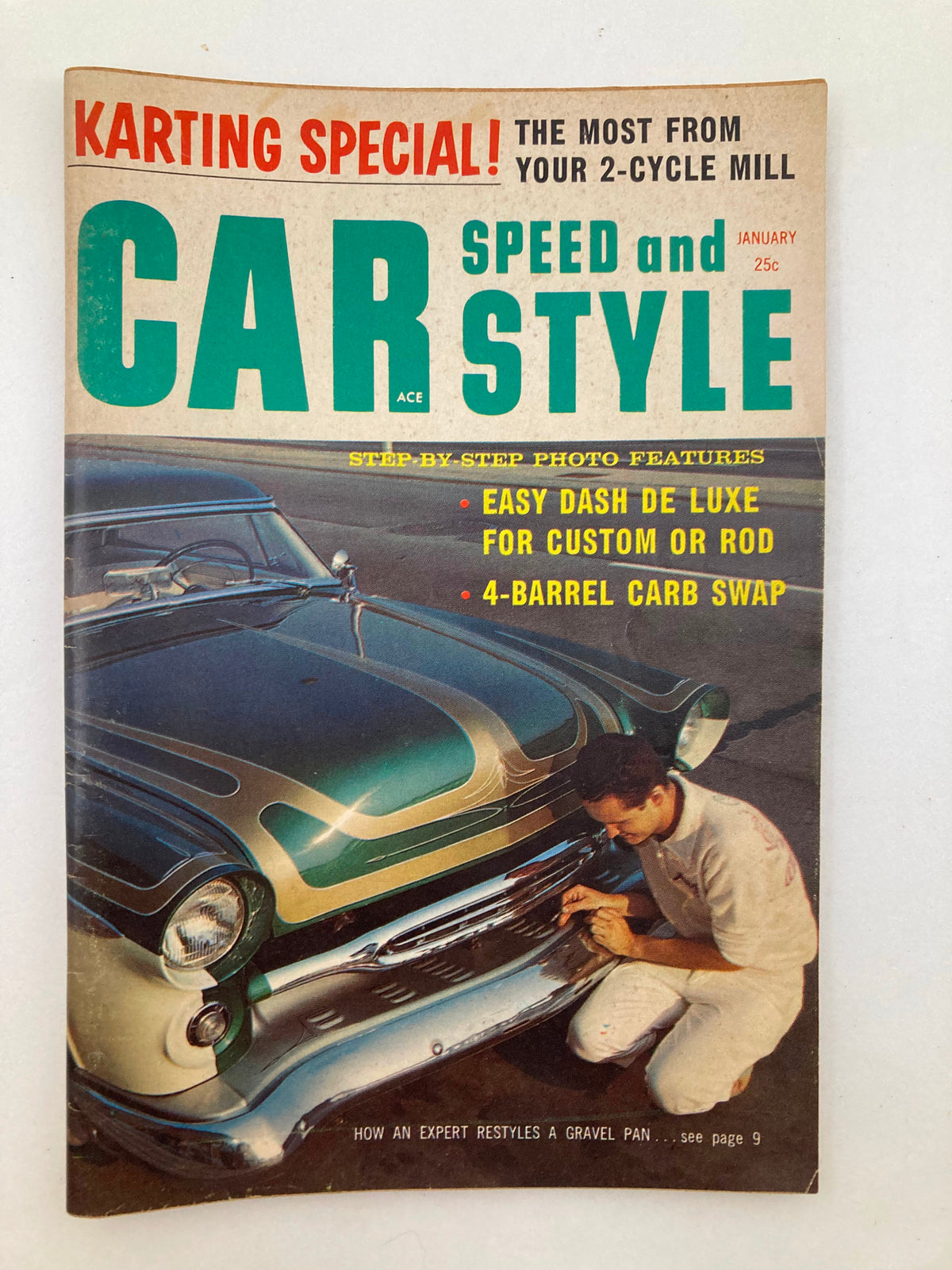 VTG Car Speed & Style Magazine January 1960 Vol 4 #7 cover featuring classic car discussion and performance enhancements such as a 4-Barrel Carb Swap.
