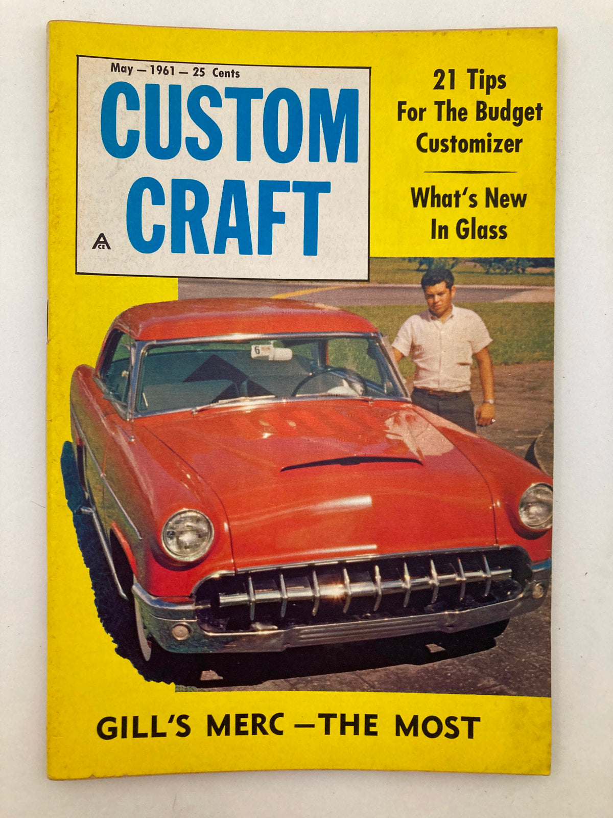 VTG Custom Craft Magazine May 1961 #7 Gill's Merc cover featuring a red car, showcasing the vintage craft theme and design elements from the 1960s.