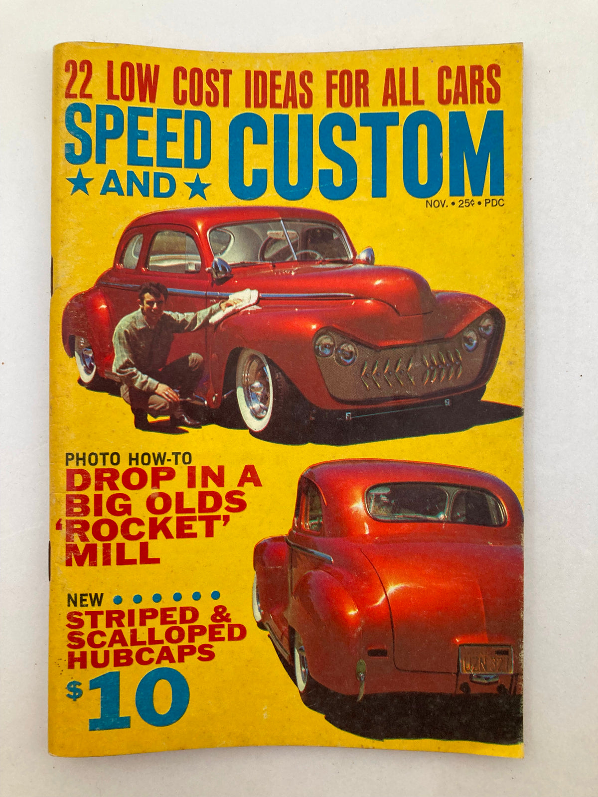 Vintage VTG Speed & Custom Magazine November 1961 cover featuring a classic red car, showcasing rich automotive culture and custom design from the 1960s.