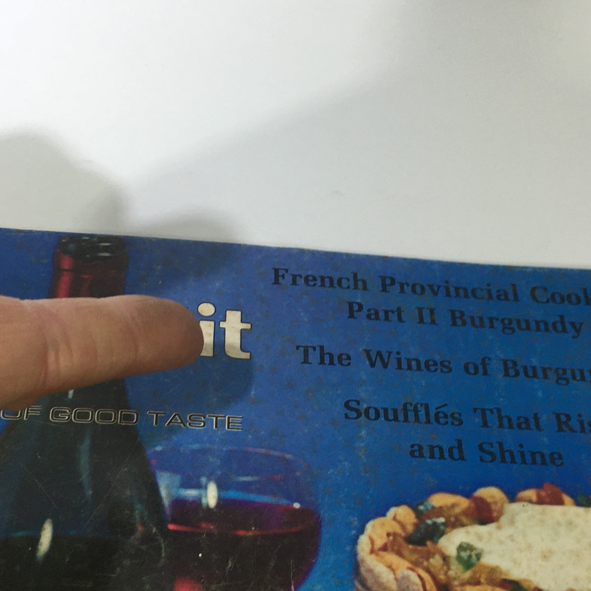 Close-up of the title section of VTG Bon Appetit Magazine January-February 1971 showing the magazine's name and features on French Provincial Cooking and wines.