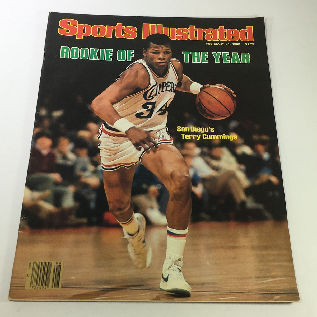 Cover of Sports Illustrated magazine February 21, 1983 featuring San Diego's Terry Cummings, showcasing the theme 'Rookie of the Year' with an action shot of him playing basketball.