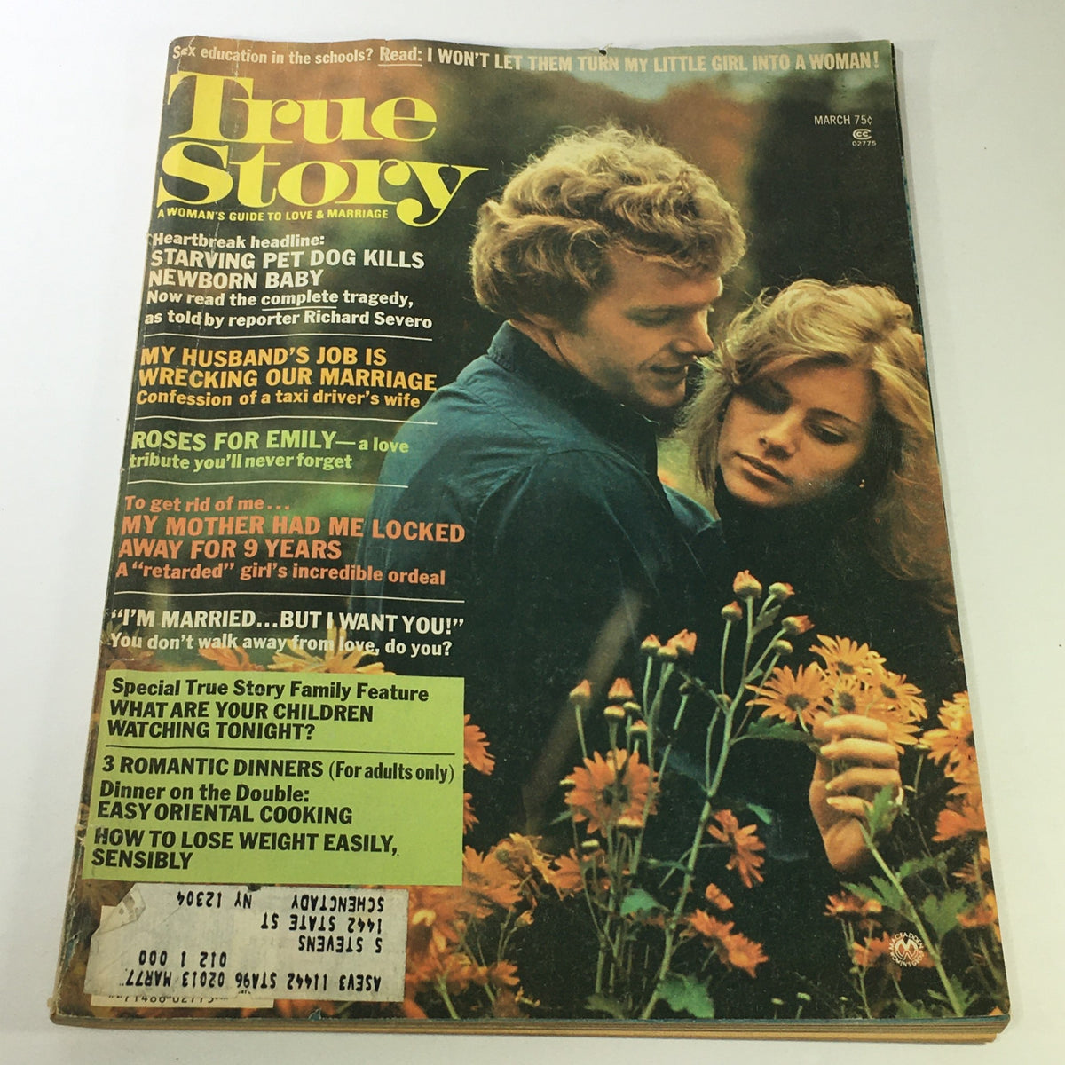 True Magazine March 1977 cover featuring a couple, capturing the essence of the era, showcasing the charm of vintage publications.