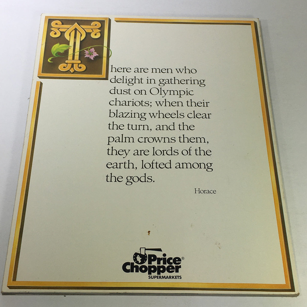 Back cover of the VTG 1988 Olympic Games Official NBC Viewer's Guide Seoul, South Korea, including a quote about the Olympic spirit.