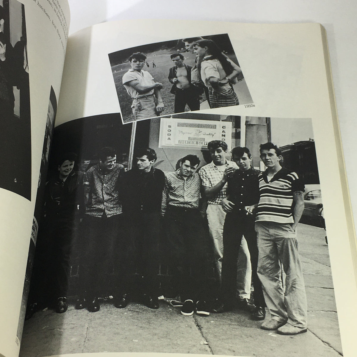Inside page of VTG 1983 TwixT Teens magazine displaying a group of young people in a black and white photograph, highlighting the social dynamics of teens in the 1980s.