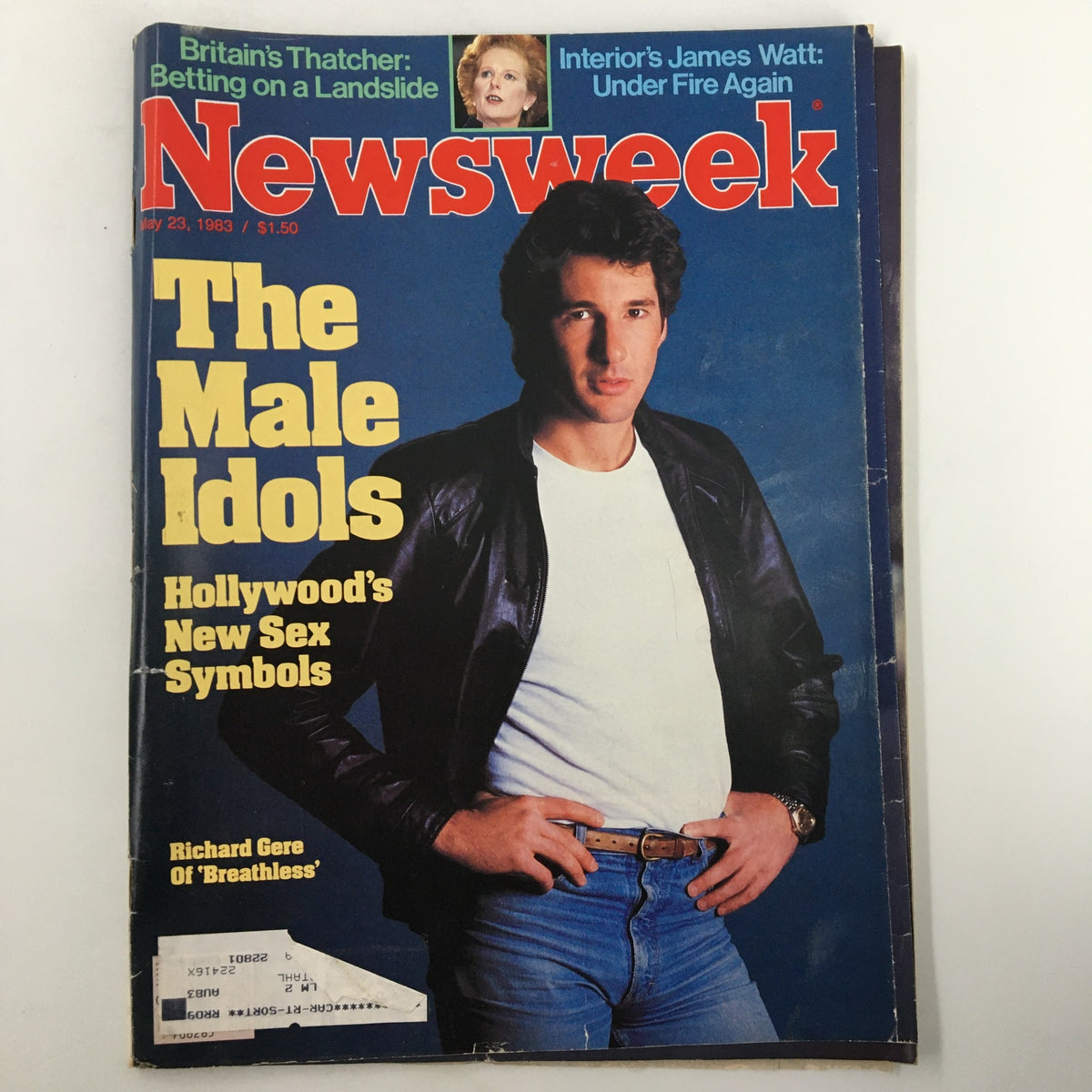 VTG Newsweek Magazine from May 23, 1983 featuring Richard Gere as Hollywood's New Sex Symbol, showcasing a striking cover with the title 'The Male Idols' and focusing on male icons in cinema.