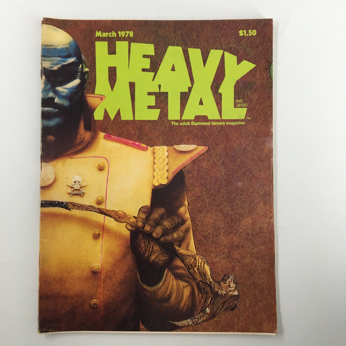Cover of VTG Heavy Metal Magazine March 1978 Vol I #12 featuring Colonel King, showcasing vibrant colors and unique artwork that reflects the adult illustrated fantasy genre.