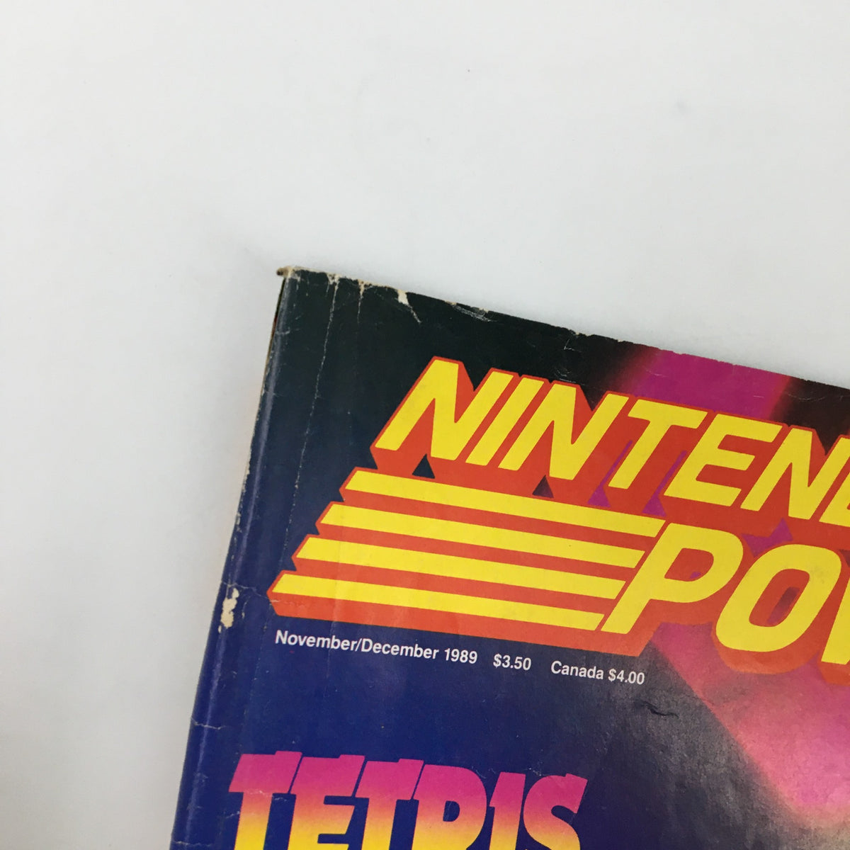 Top portion of the Nintendo Power Magazine November 1989 cover showing the title with the release date and price details.