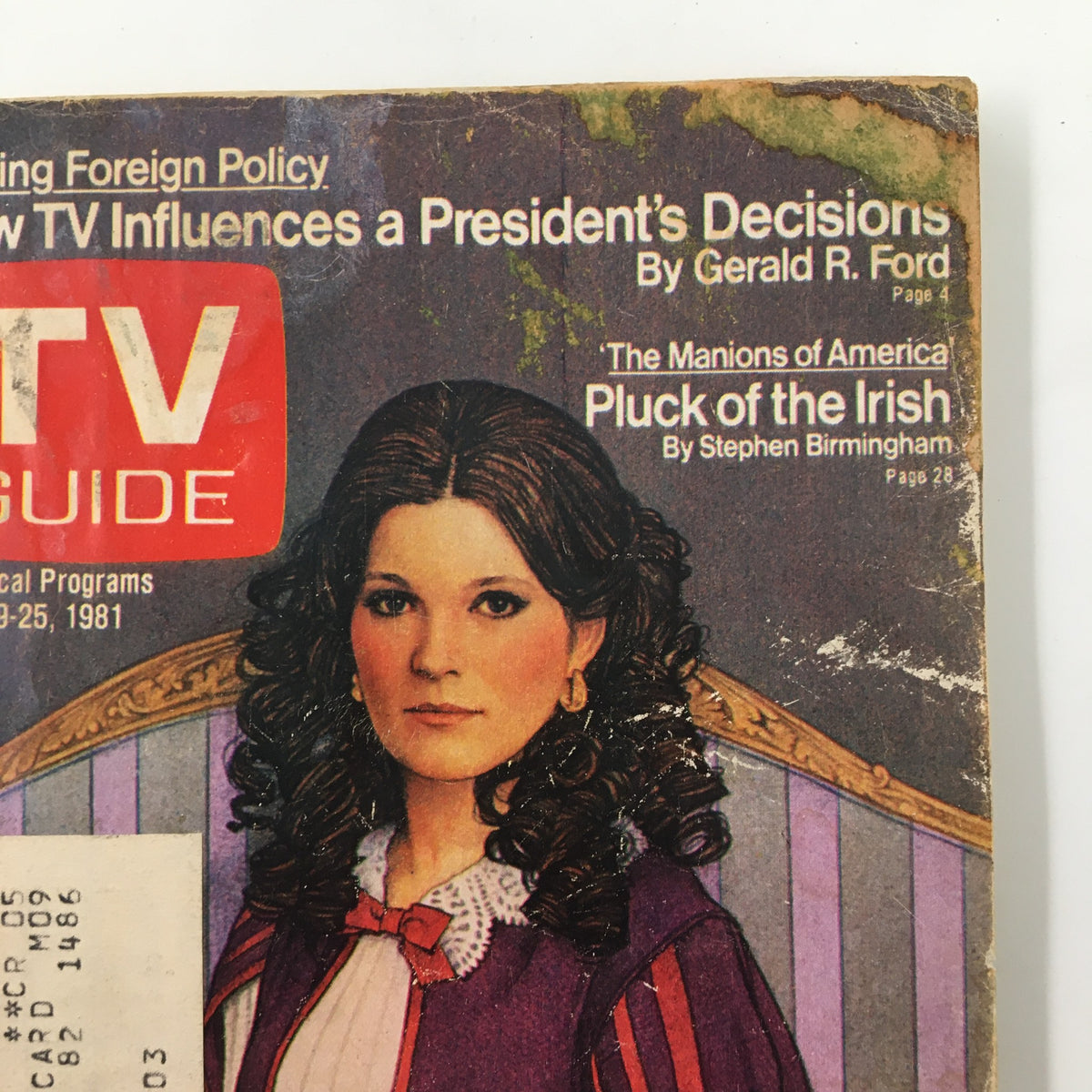 Detailed image of the cover of the VTG TV Guide Magazine from September 19 1981, featuring Kate Mulgrew, displaying the vintage advertisements and cultural references of the early '80s.