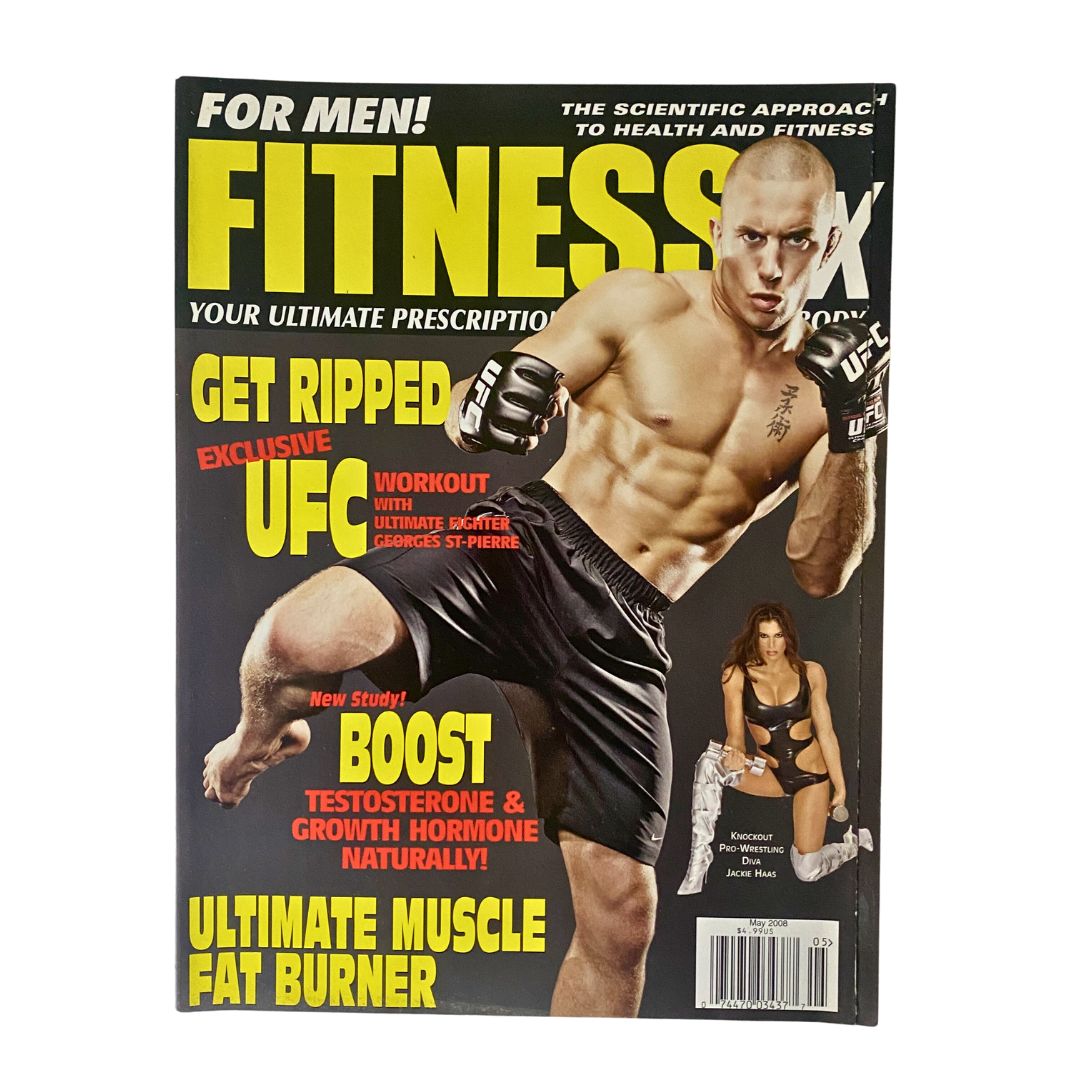 Cover of Fitness RX Magazine May 2008 featuring Pro Wrestling Diva Jackie Haas, showcasing fitness themes, workout tips, and insights into the wrestling culture of the mid-2000s.