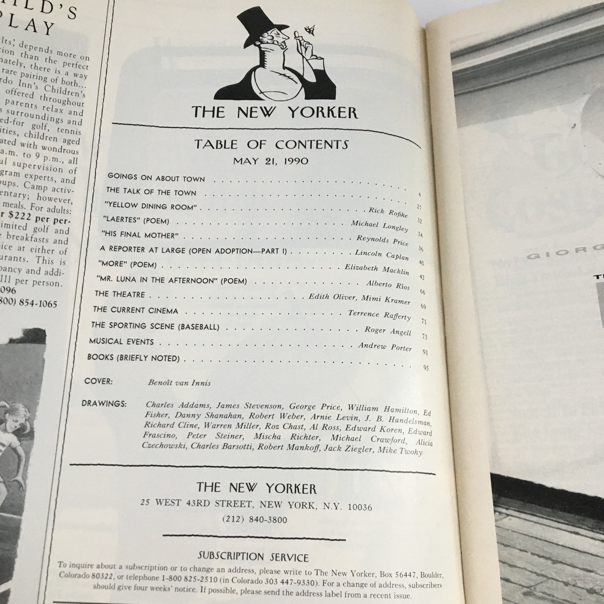 The New Yorker Magazine May 21 1990 Full Theme Cover by Benoi van Innis