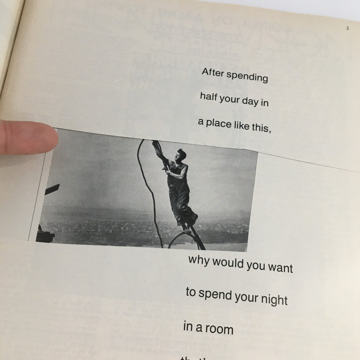 Text and image page from The New Yorker Magazine November 20, 1989 showing a poetic excerpt alongside a vintage photograph.