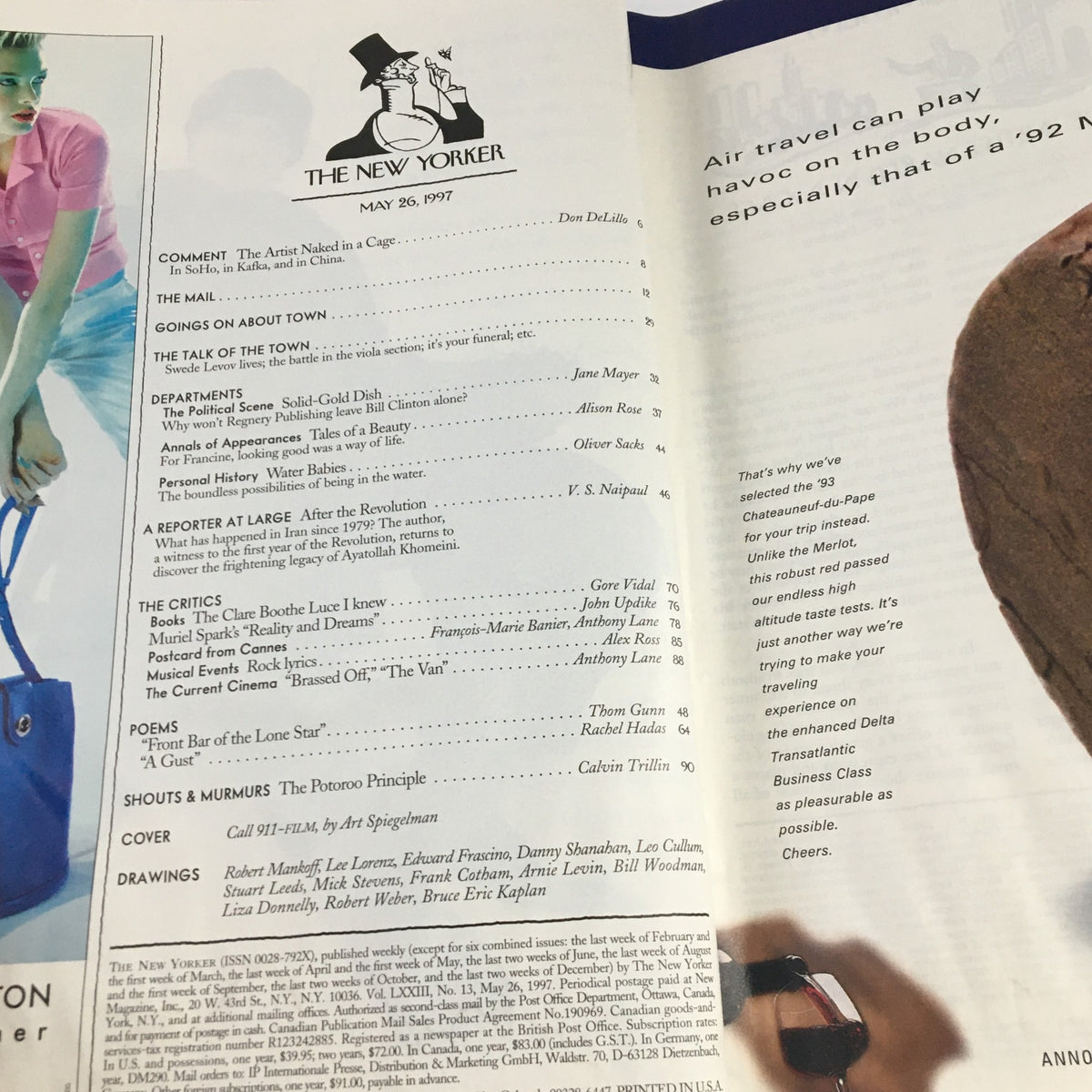 Contents page of The New Yorker Magazine May 26 1997, detailing articles and contributions including the cover by Art Spiegelman.