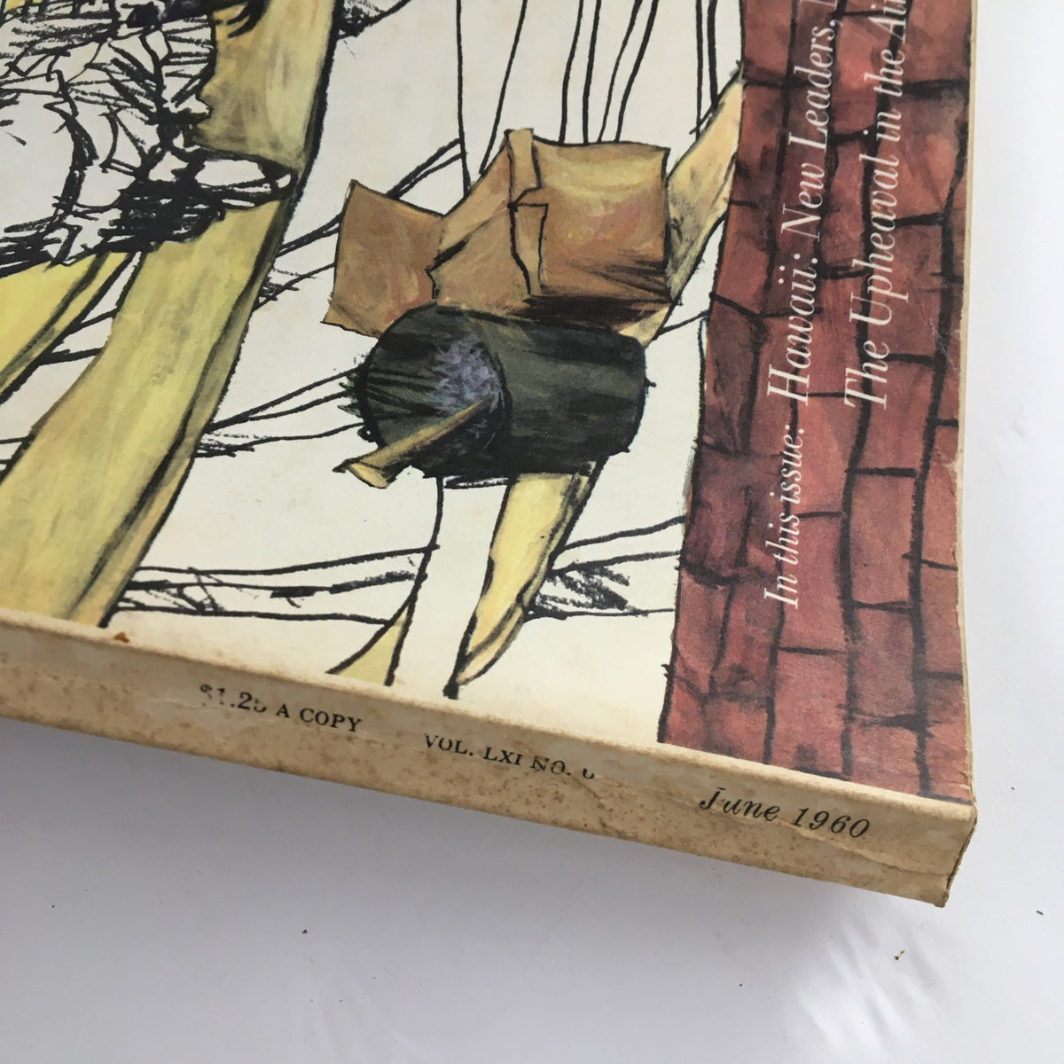 Side view of the Fortune Magazine June 1960 showing the spine detail and original pricing, related to 'The Upheaval in the Airframe Industry.'