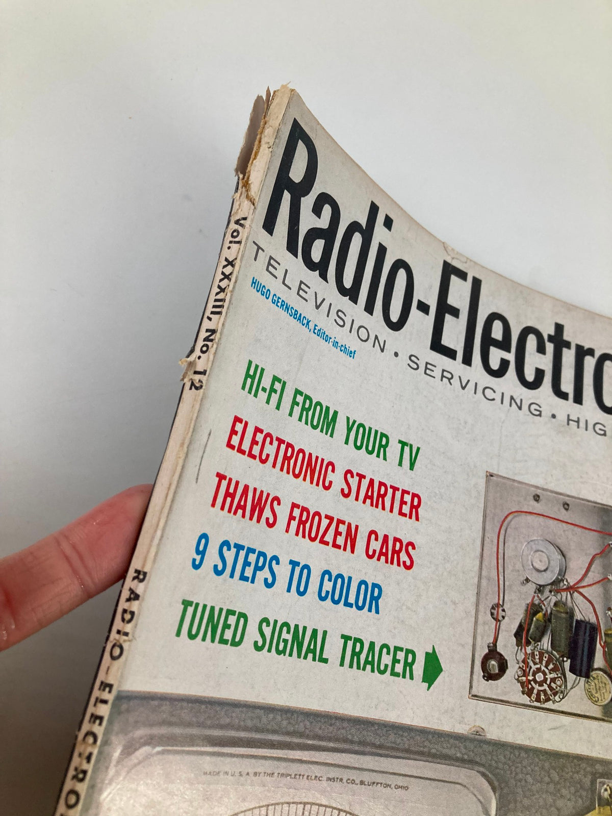 VTG Radio-Electronics Magazine December 1962 cover showing the title and features including 'Electronic Starter Thaws Frozen Cars' and various technological advancements from the era.