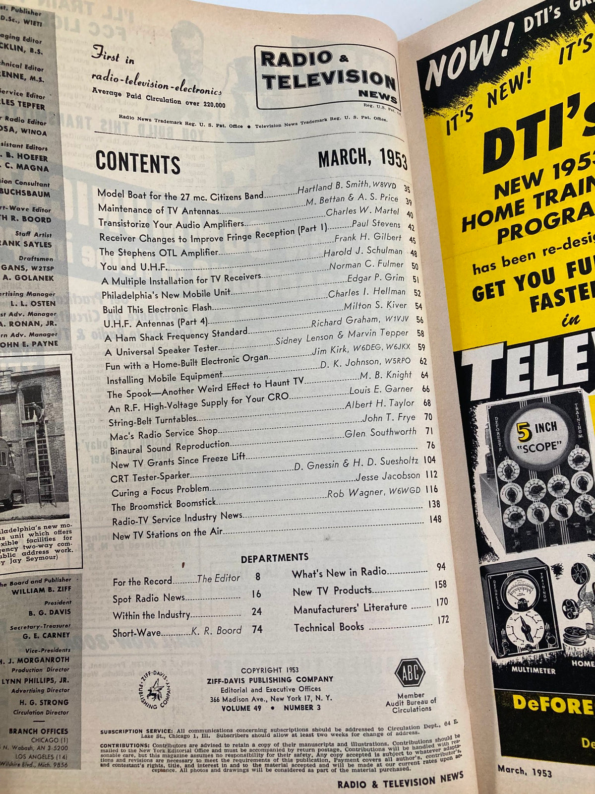 Vintage Radio & Television News Magazine March 1953 Stephens OTL Amplifier