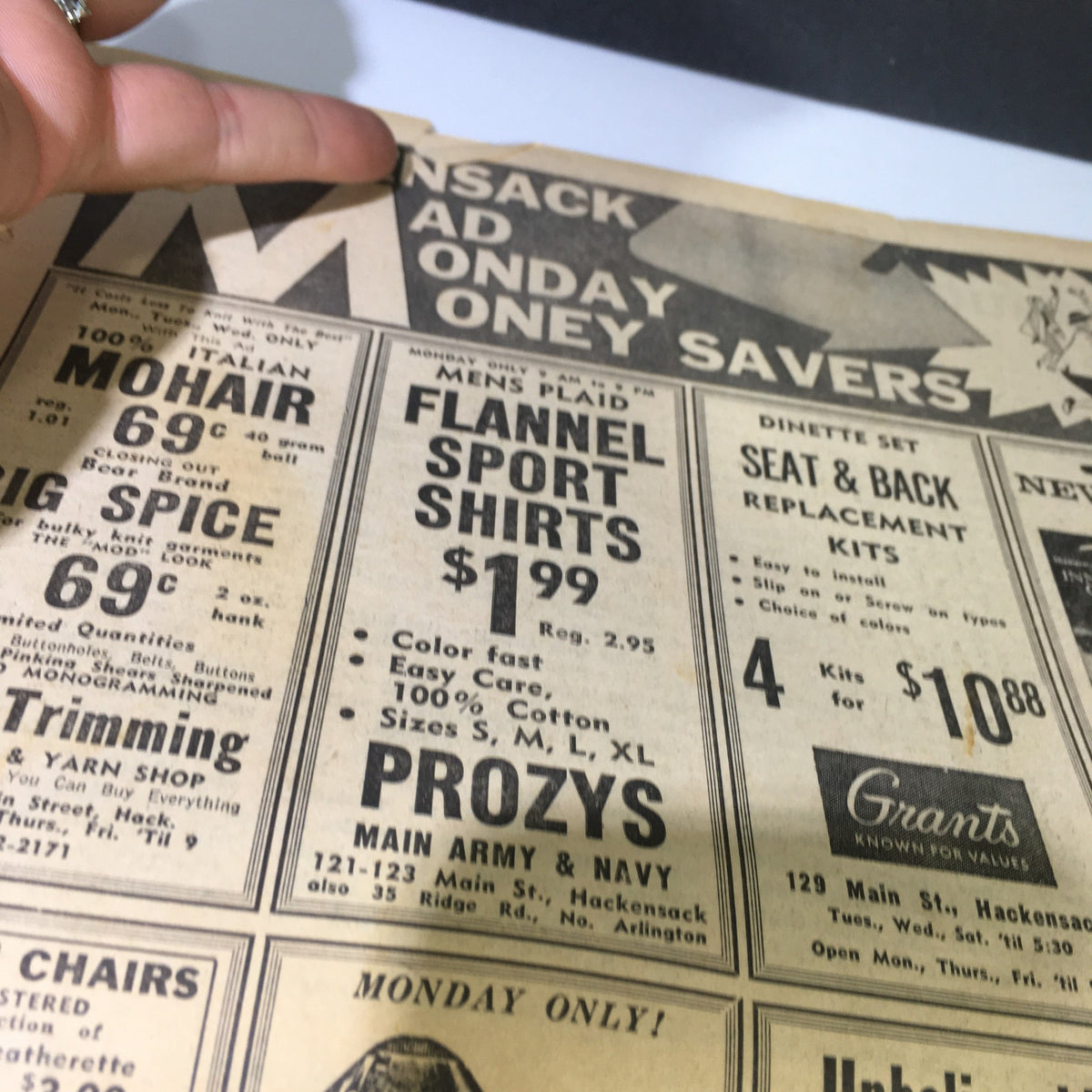Advertisement section for clothing in the VTG Weekend Newspaper from November 18, 1967.