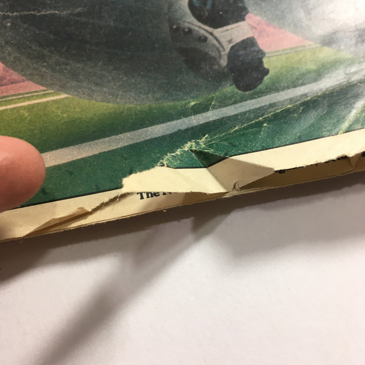 Detail image showcasing minor wear and tear on the edges of VTG The New York Times Magazine October 25 1981, indicating its vintage condition.