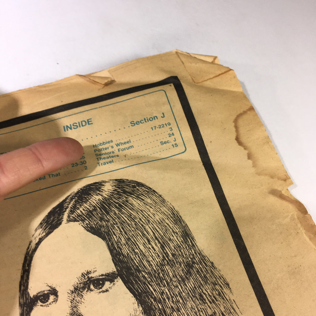 Inside section title of The Sunday Daily Record, dated December 28, 1975, discussing various topics including hobbies and travel, related to the Karen Anne Quinlan court case.
