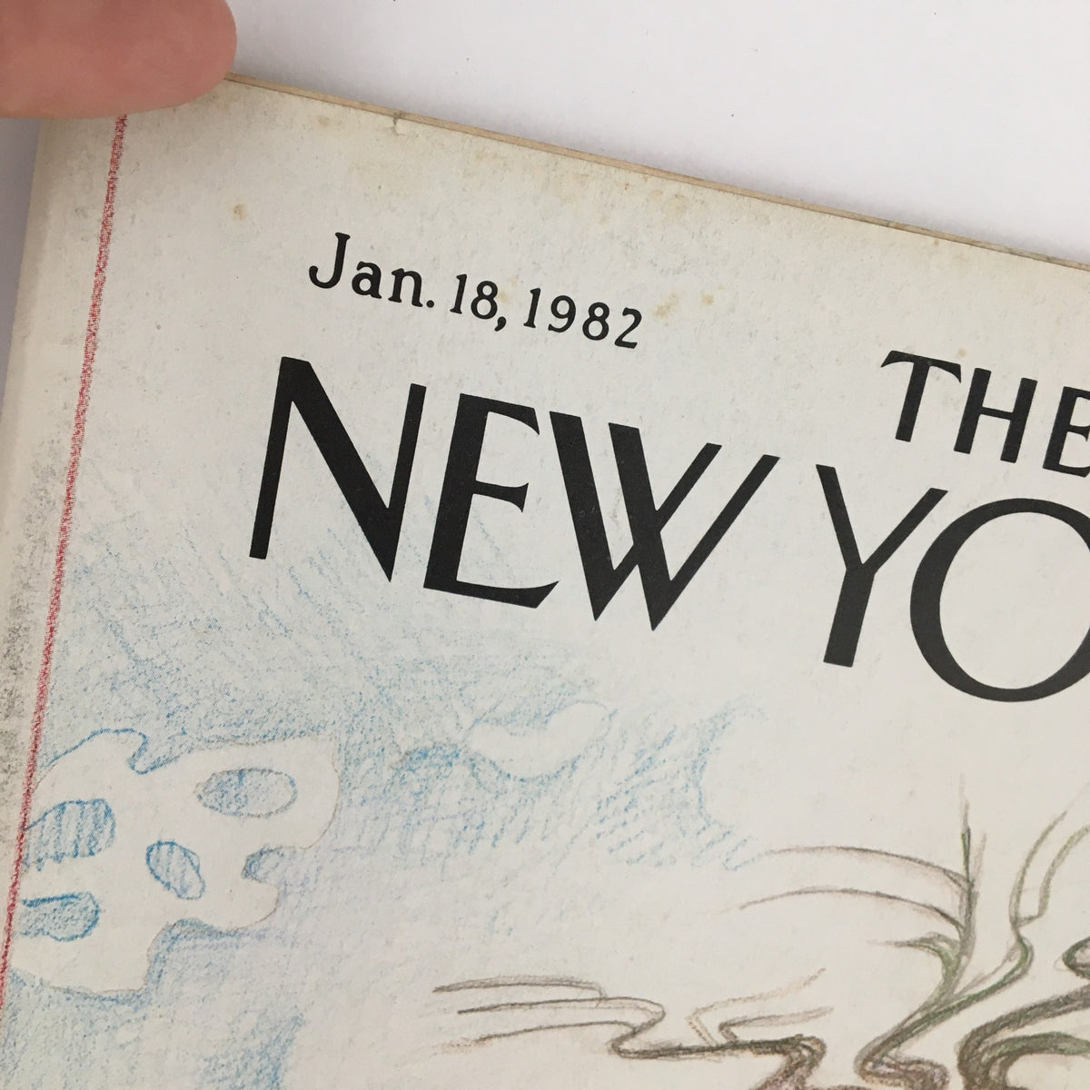 Close-up of The New Yorker Magazine January 18 1982 title, showcasing the date and signature style of the publication.