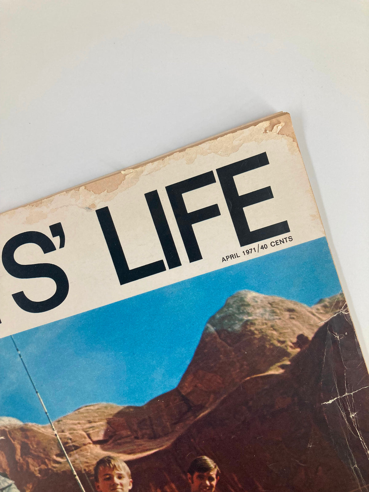 Cover of VTG Boys' Life Magazine April 1971 featuring the title 'BOYS' LIFE' and scenic backdrop of Utah's Glen Canyon with visible wear from age.