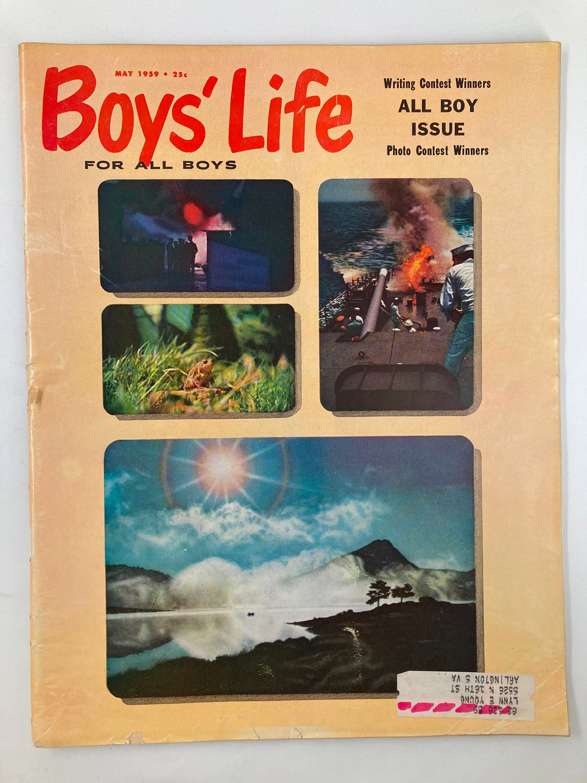Cover of VTG Boys' Life Magazine May 1959 showcasing top winners in the Color Slide Division, featuring stunning photography and vibrant colors.