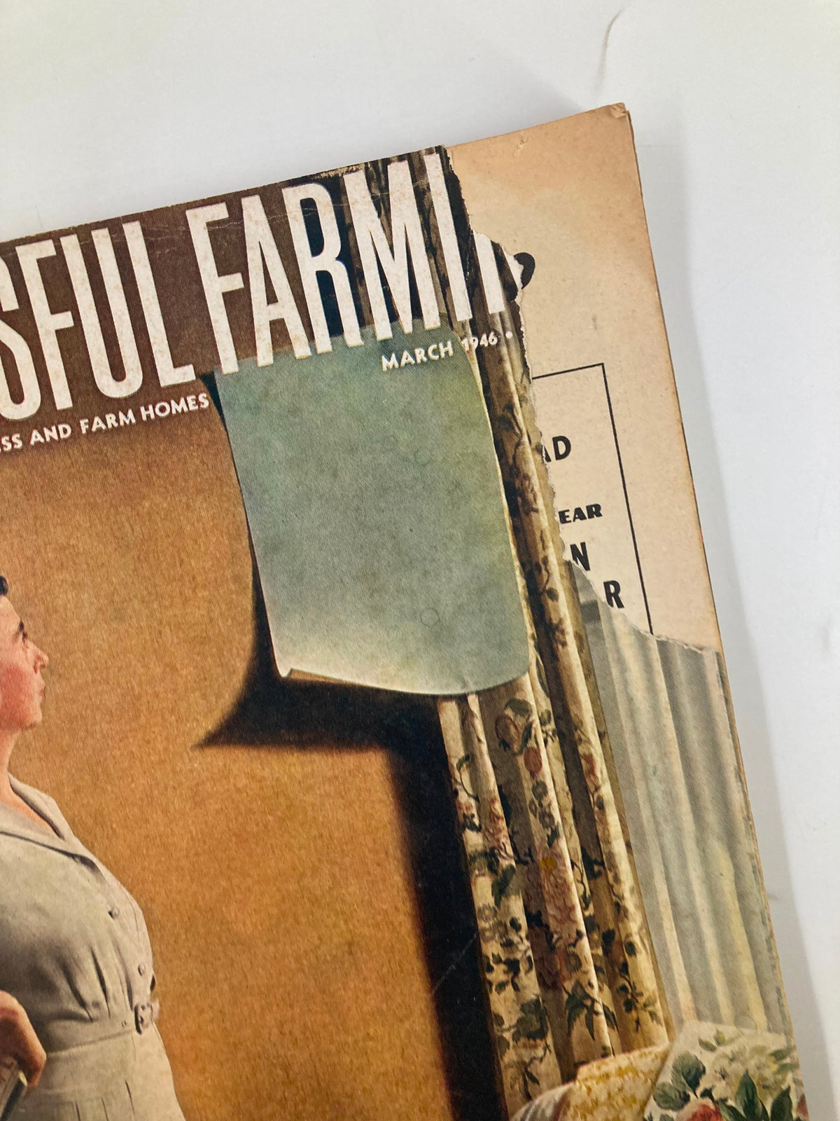 Close-up of the magazine cover of VTG Successful Farming Magazine March 1946 emphasizing the title and design elements.