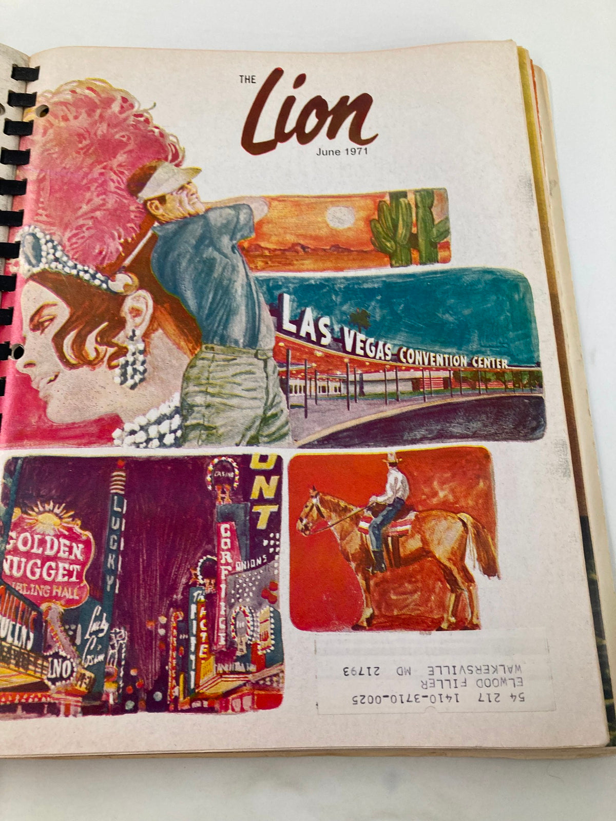 Cover of The Lion Magazine, June 1971, illustrating vibrant Las Vegas scenes including the Convention Center and neon lights, part of the 1971 compilation.