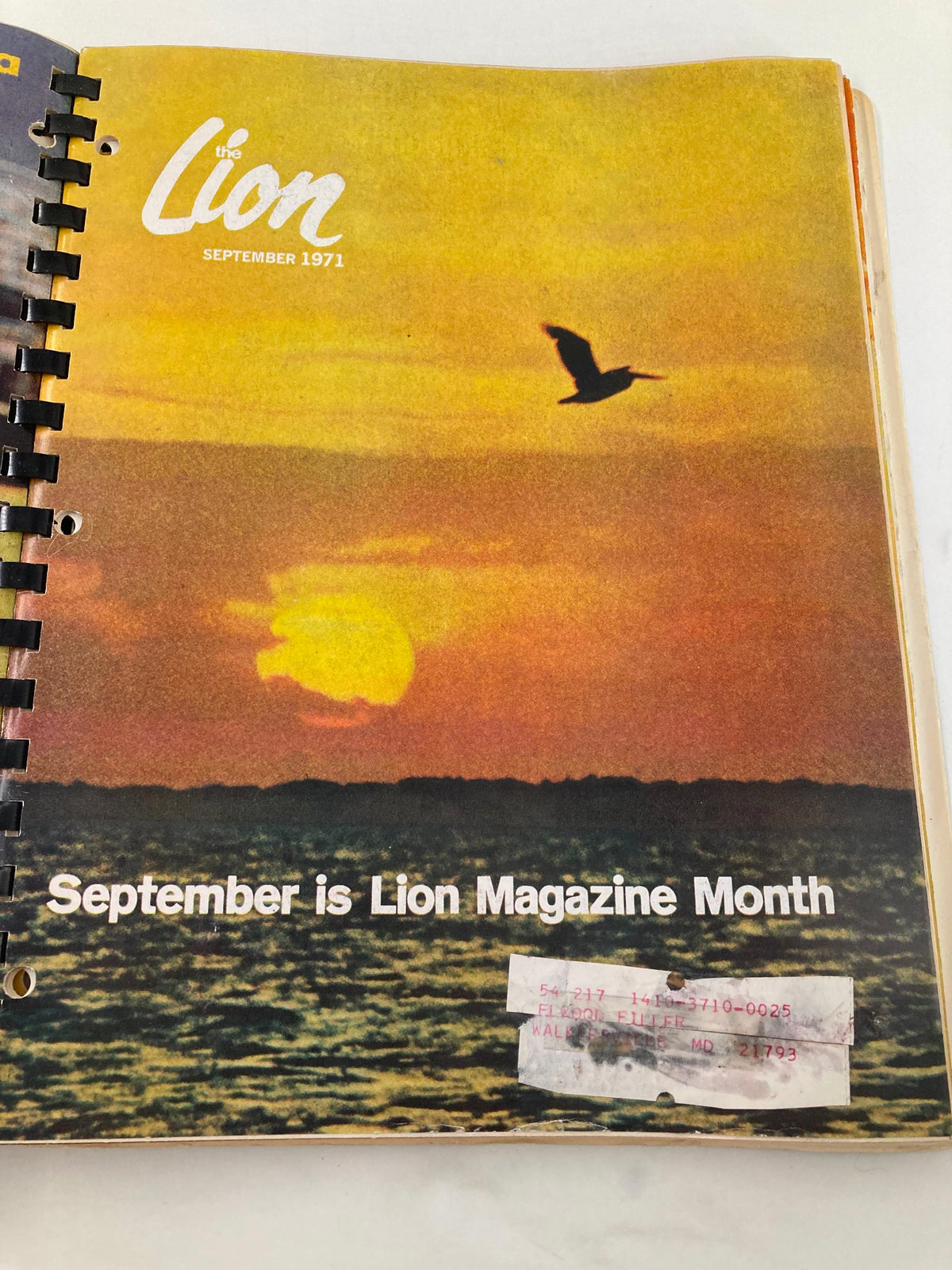 Cover page of the September 1971 issue of The Lion Magazine featuring a sunset and the text 'September is Lion Magazine Month'.
