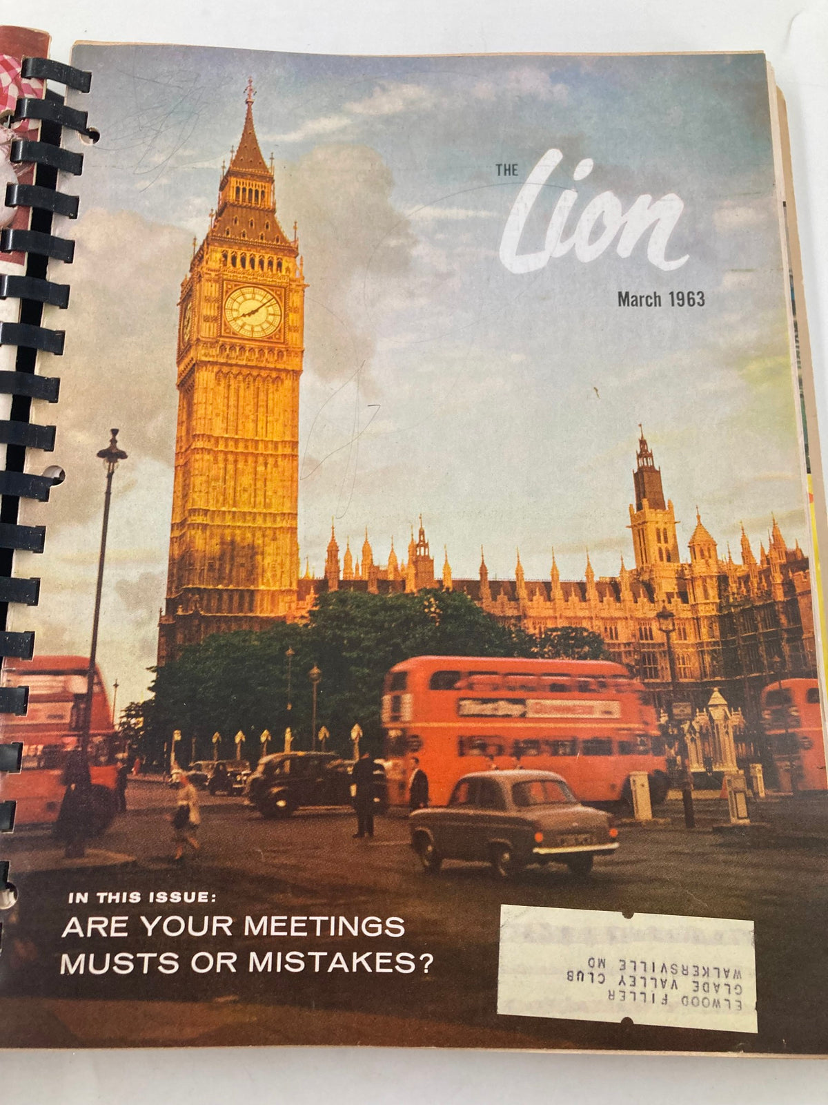Cover of The Lion Magazine, March 1963 edition, featuring Big Ben and London buses, notable for its nostalgic and vintage appeal in the 1963 January-December The Lion Magazine Full Year Hard Cover Compilation Issues.