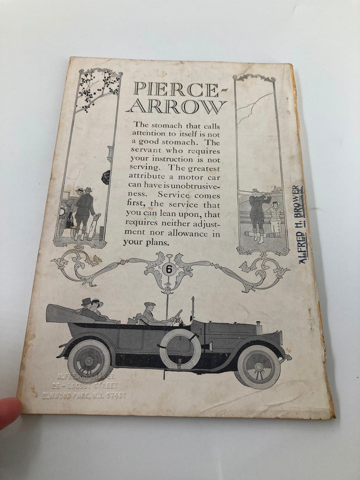 Back cover of The National Geographic Magazine July 1914 featuring an advertisement for Pierce Arrow cars.