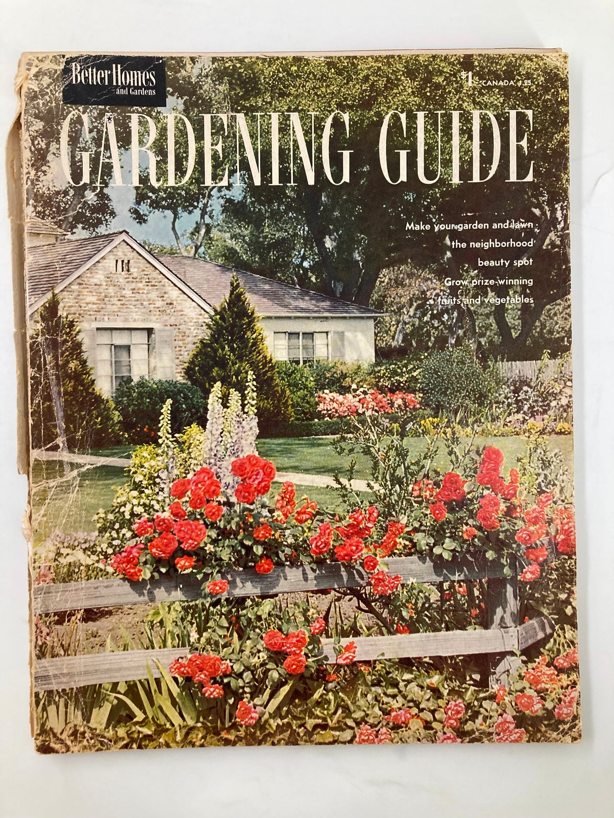 VTG Better Homes & Gardens Gardening Guide 1951 cover featuring a picturesque garden with blooming flowers and a charming house.