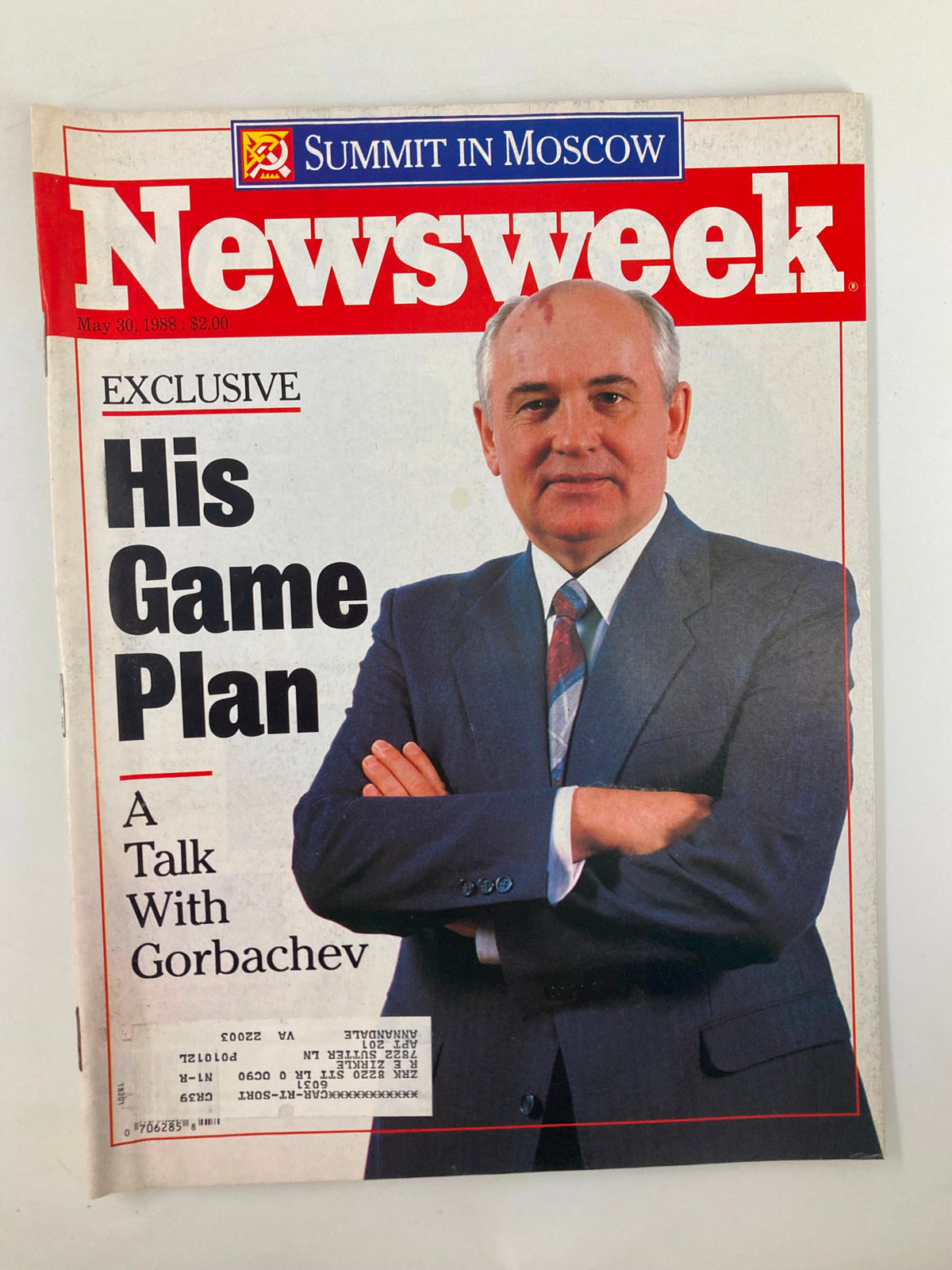 VTG Newsweek Magazine May 30 1988 cover featuring Mikhail Gorbachev, showcasing his game plan during a pivotal moment in history.