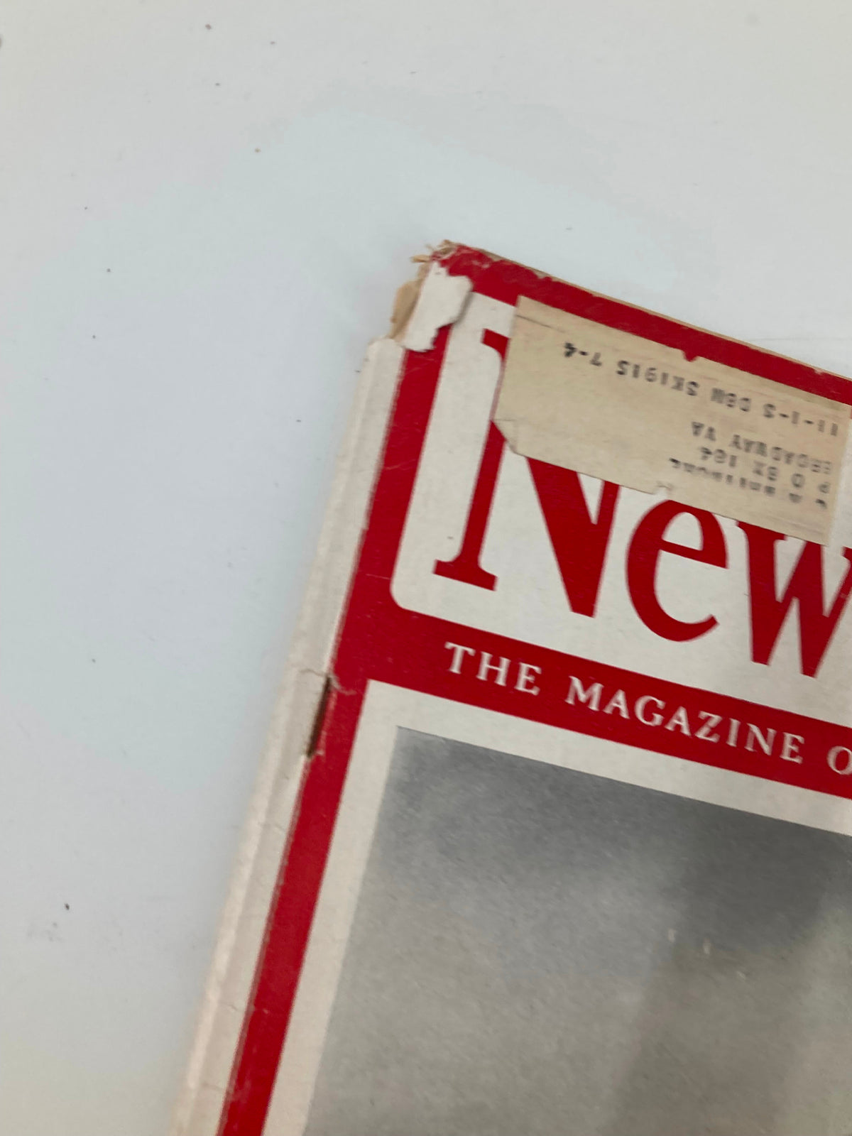 Close-up of the cover of VTG Newsweek Magazine November 15 1943 featuring Cossacks in Modern Battle Dress, showcasing vintage wear and an address label.