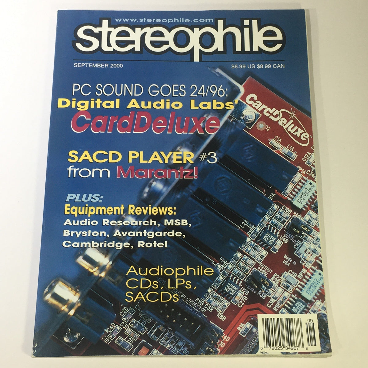 Cover of Stereophile Magazine September 2000 featuring Digital Audio Labs Card Deluxe, with articles on digital audio advancements and equipment reviews.