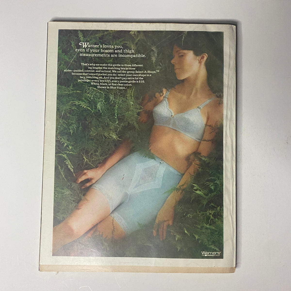Advertisement page from Harper's Bazaar Magazine August 1968 showcasing a model in lingerie, emphasizing body positivity.