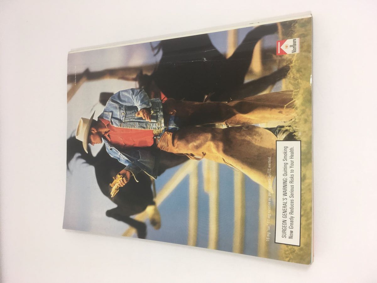 Cover of the 1997 World Series Major League Basketball Official Program featuring a cowboy in a denim jacket and hat, symbolizing the sporty and rugged nature of basketball culture.
