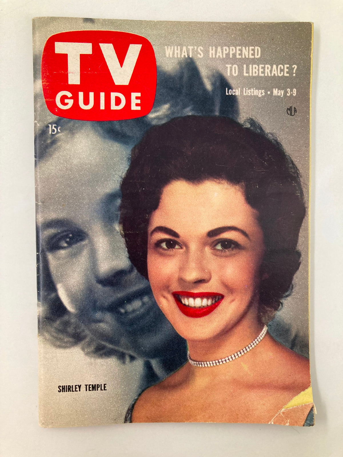 TV Guide Magazine May 3, 1958 featuring Shirley Temple on the cover, showcasing a vibrant design with local listings and an iconic image of the famous actress.