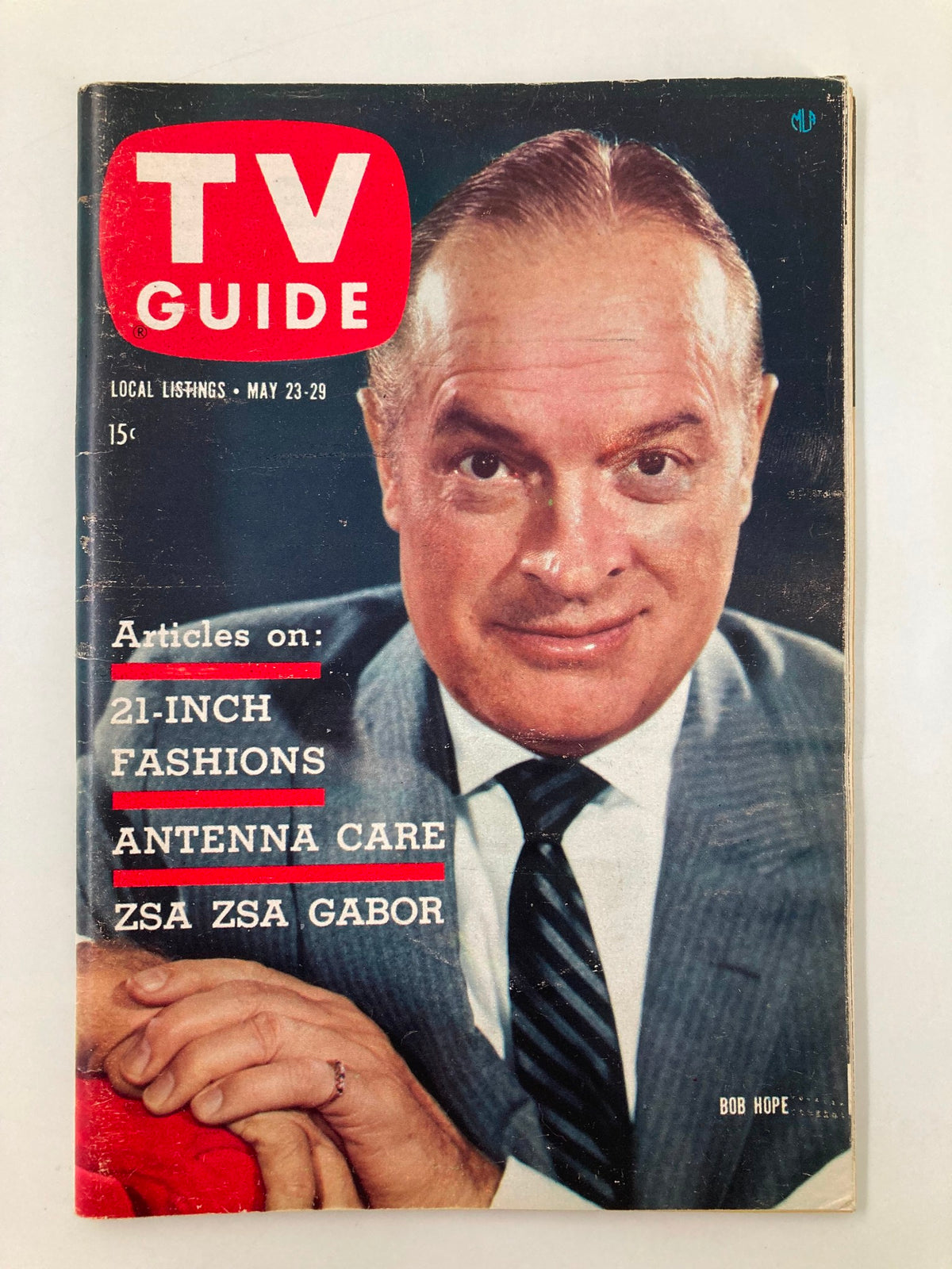 Cover of TV Guide Magazine May 23 1959 featuring Bob Hope, showcasing articles on 21-inch fashions, antenna care, and Zsa Zsa Gabor. This edition is the New England Edition with no label.