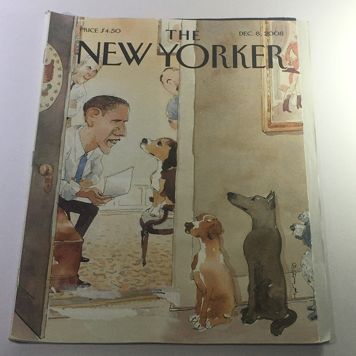 The New Yorker December 8 2008 full magazine cover featuring a whimsical illustration by Barry Blitt, depicting a humorous scene with dogs and a man engaging in conversation, capturing the essence of the issue's content.