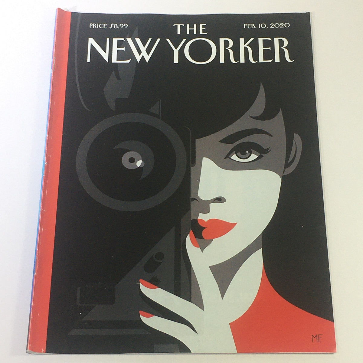The New Yorker February 10 2020 cover featuring striking artwork by Malika Favre, showcasing a woman with a vintage camera, reflecting contemporary art and journalism.