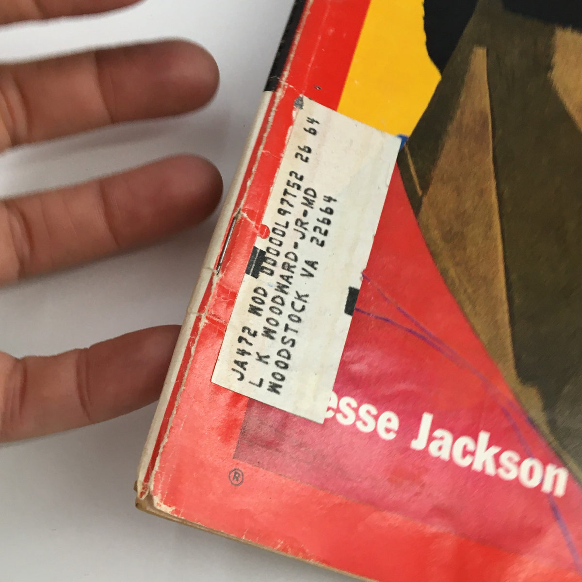 Close-up view of the address label on the Time Magazine April 6 1970, depicting minor wear adding to its vintage charm.