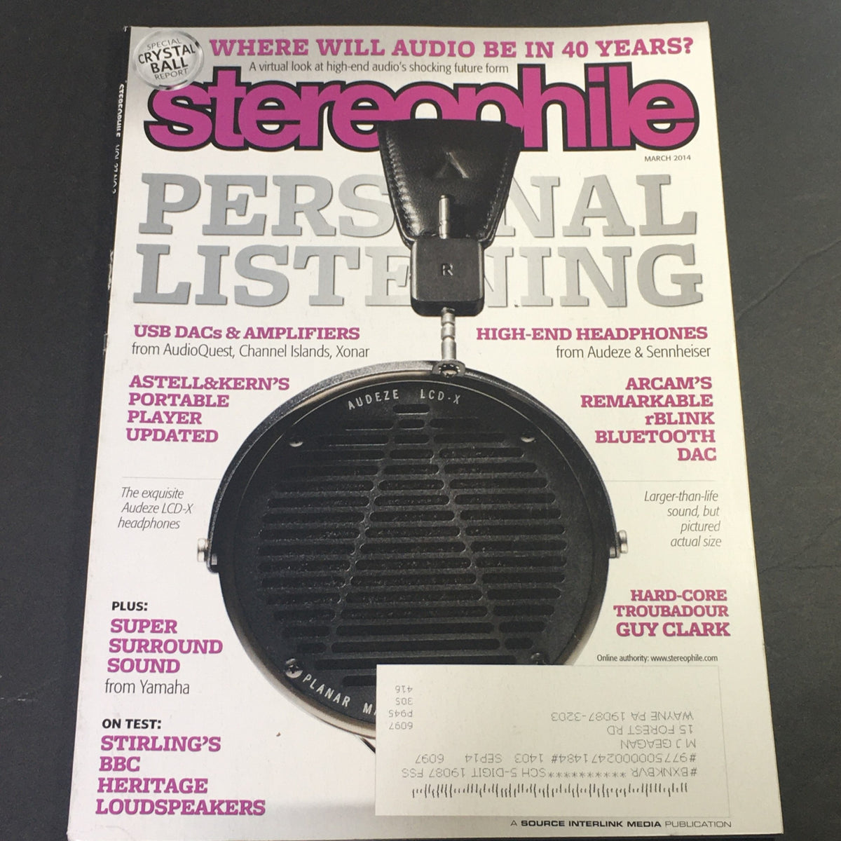 Stereophile Magazine March 2014 cover featuring Personal Listening with USB DACs, headphones, and amplifier insights from AudioQuest, Channel Islands, and Xonar. Perfect for audiophiles and collectors.