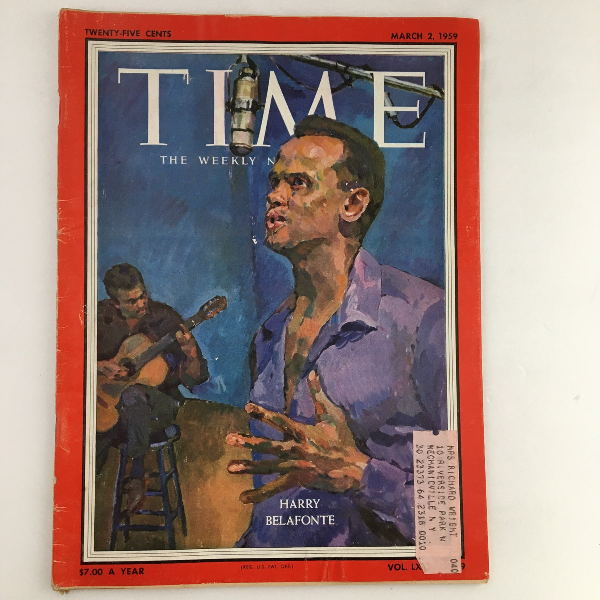 Cover of Time Magazine March 2 1959, Vol. 73 No. 9, featuring American singer Harry Belafonte, showcasing his influence in music and culture.