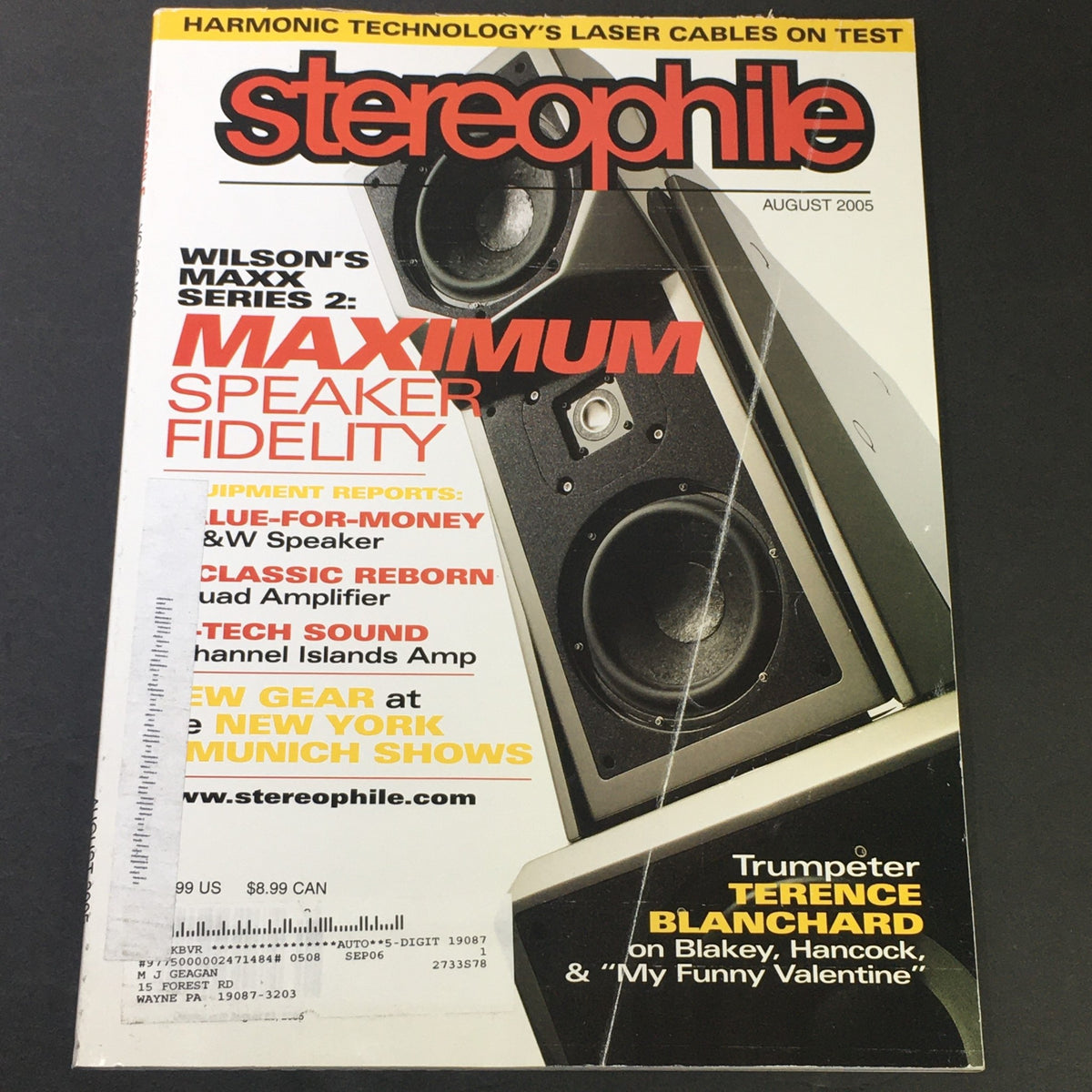 Cover of Stereophile Magazine August 2005 featuring Wilson Maxx Series 2 Maximum Speaker Fidelity, highlighting audio technology articles and reviews.