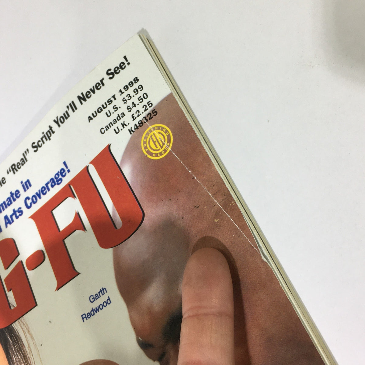 Close-up of the August 1998 edition of Inside Kung Fu Magazine, displaying publication details and price information.